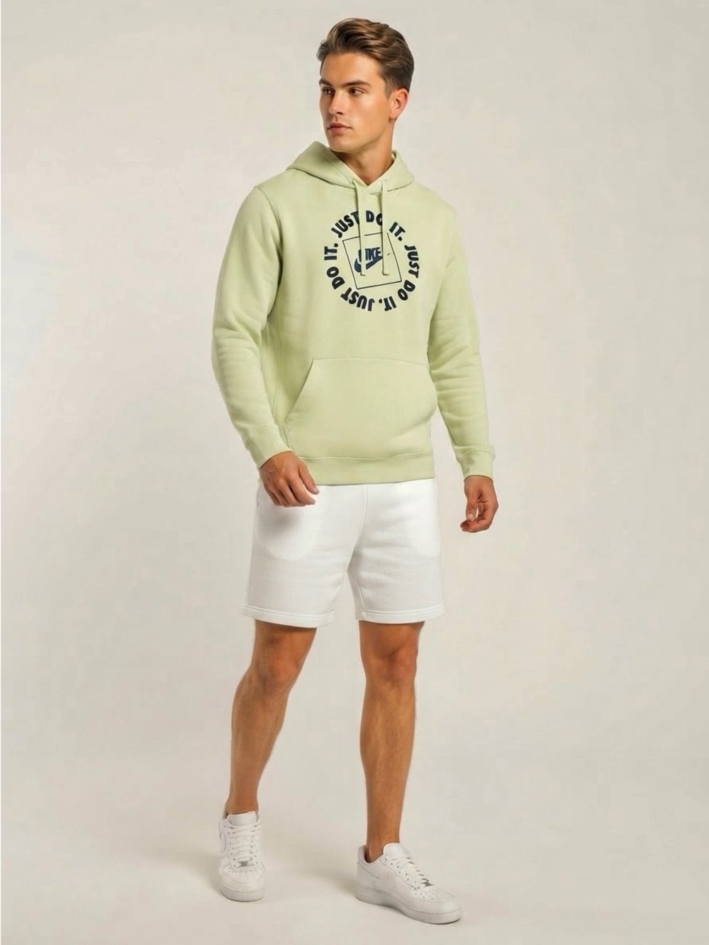Nike Light Green Pullover Hoodie with Black Logo